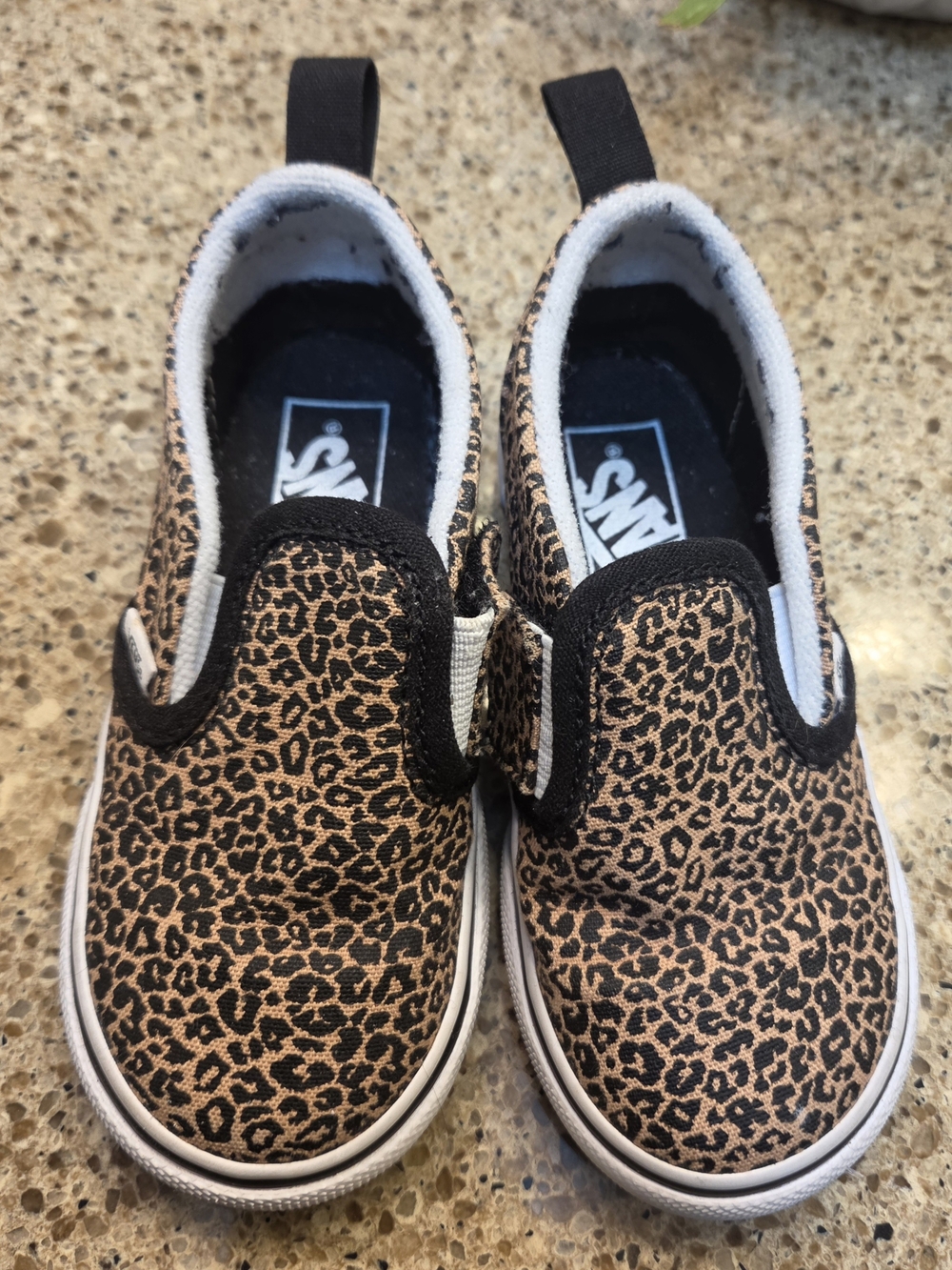 Vans Kids Slip-On Leopard Print Canvas Shoes - Brown/Black